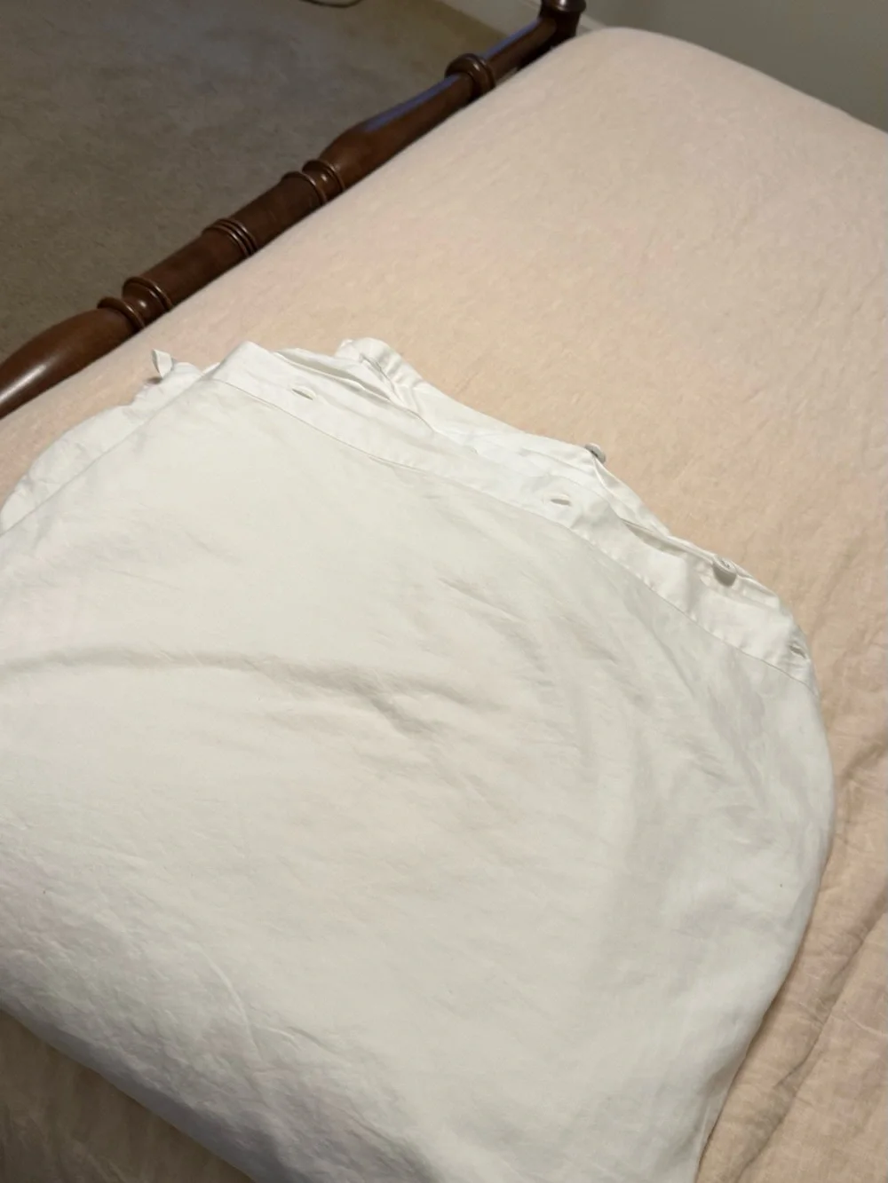Serena & Lily Border Frame White Sateen Cotton Duvet Cover - King / Cal King